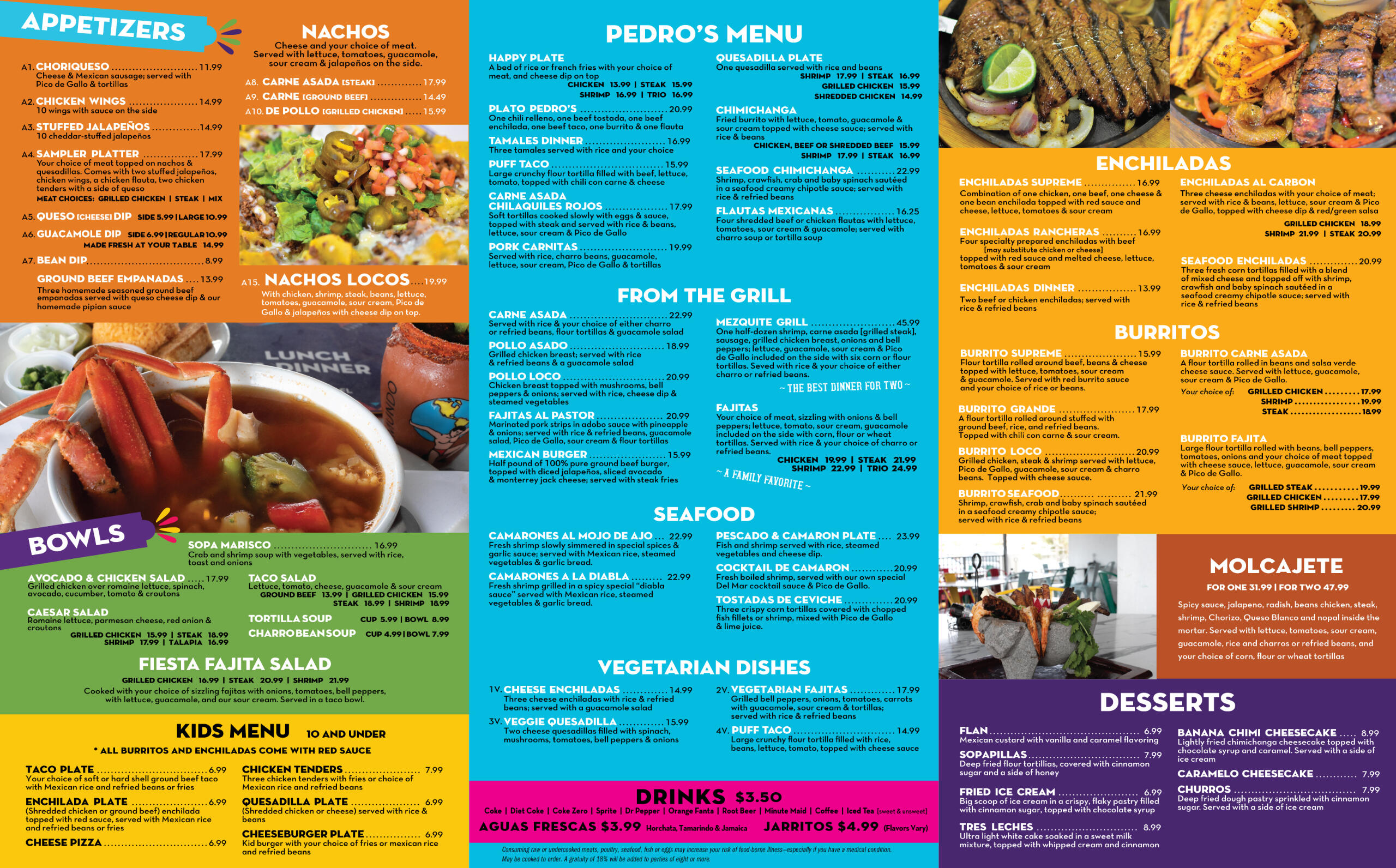 Check out our menu to see all the options we have such as Tacos, Nachos, Quesadilla, burrito, carne asada, enchiladas and many m