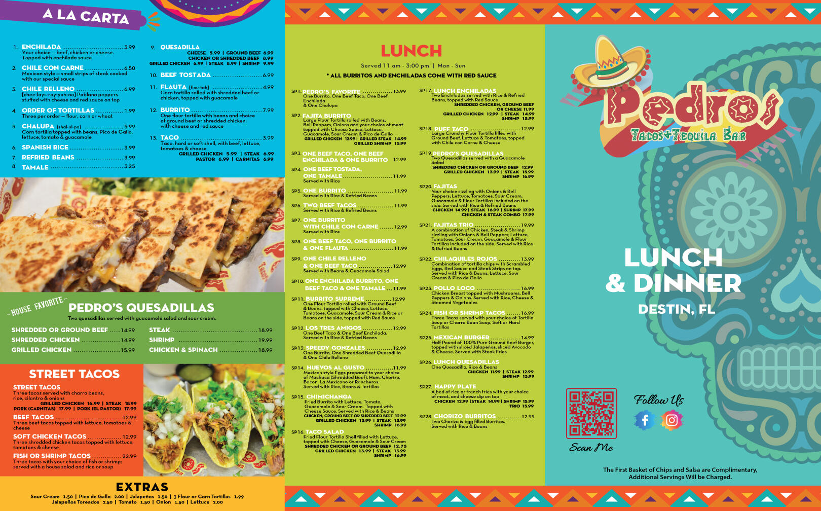 Check out our menu to see all the options we have such as Tacos, Nachos, Quesadilla, burrito, carne asada, enchiladas and many m